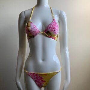Sauvage california Pink & Yellow underwire floral print bikini